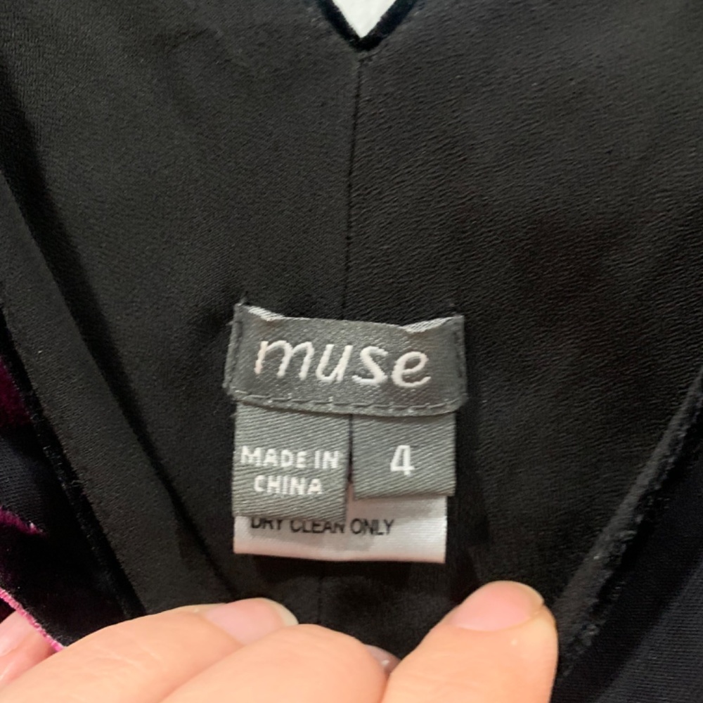 Vintage Muse Black Crushed Velvet Bias A-Line Dress Size 4 - Picture 5 of 11